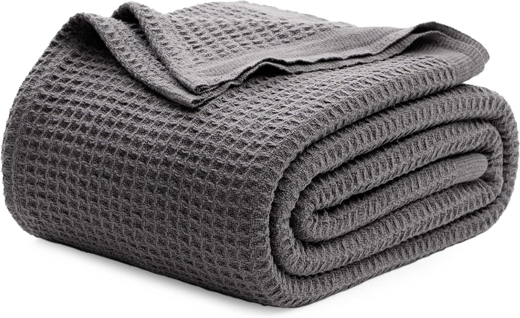 Manta Cozy Haven de algodón 100 % tamaño Queen con tejido gofrado refrescante para el confort en verano - Elesira