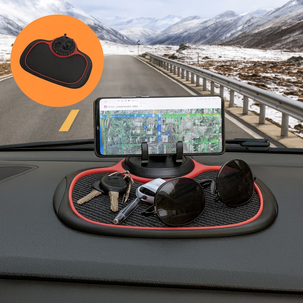 Tapis organiseur de tableau de bord SmartGrip avec support pour téléphone | elesira