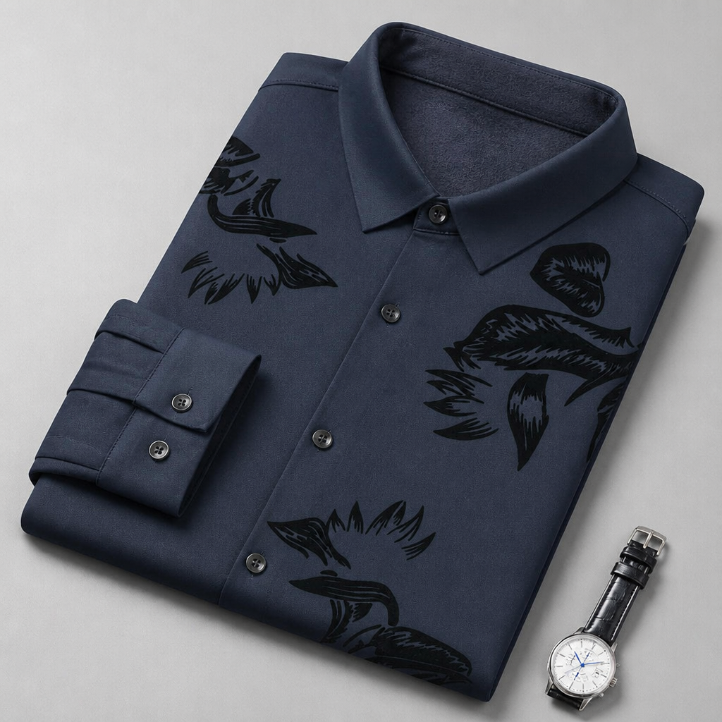 VulcanTherm – Brushstroke-Patterned Slim-Fit Fleece-Lined Shirt | elesira