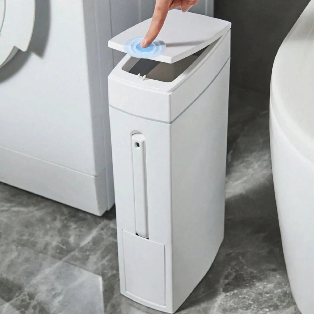Schlanker Mülleimer mit verborgenem Toilettenbürsten-Set | elesira