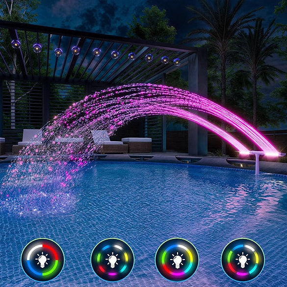 Solar-Powered RGB Fountain for Pool – Evening Light Display | elesira