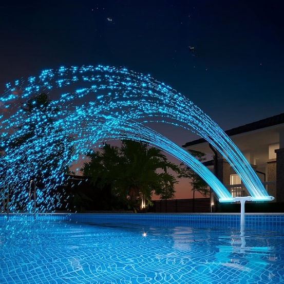Solar-Powered RGB Fountain for Pool – Evening Light Display | elesira