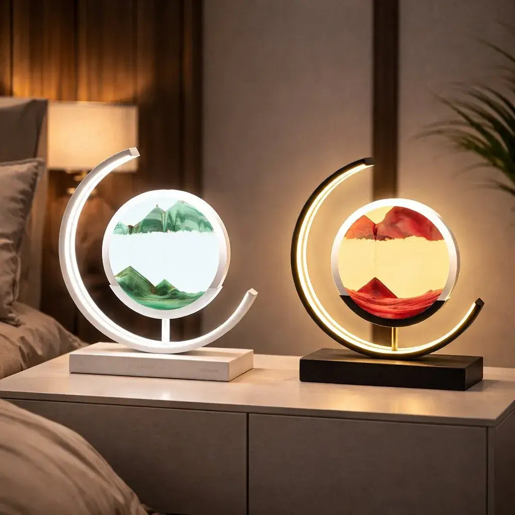ZenGlow LED-bordslampa – konstnärlig lampa med sandrörelse | elesira