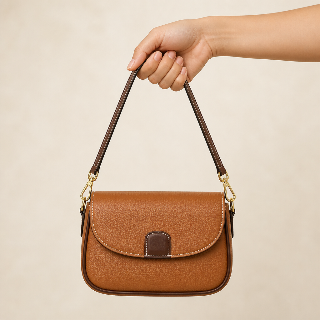 SolaraVera – Timeless Pebbled Leather Crossbody with Magnetic Snap | elesira
