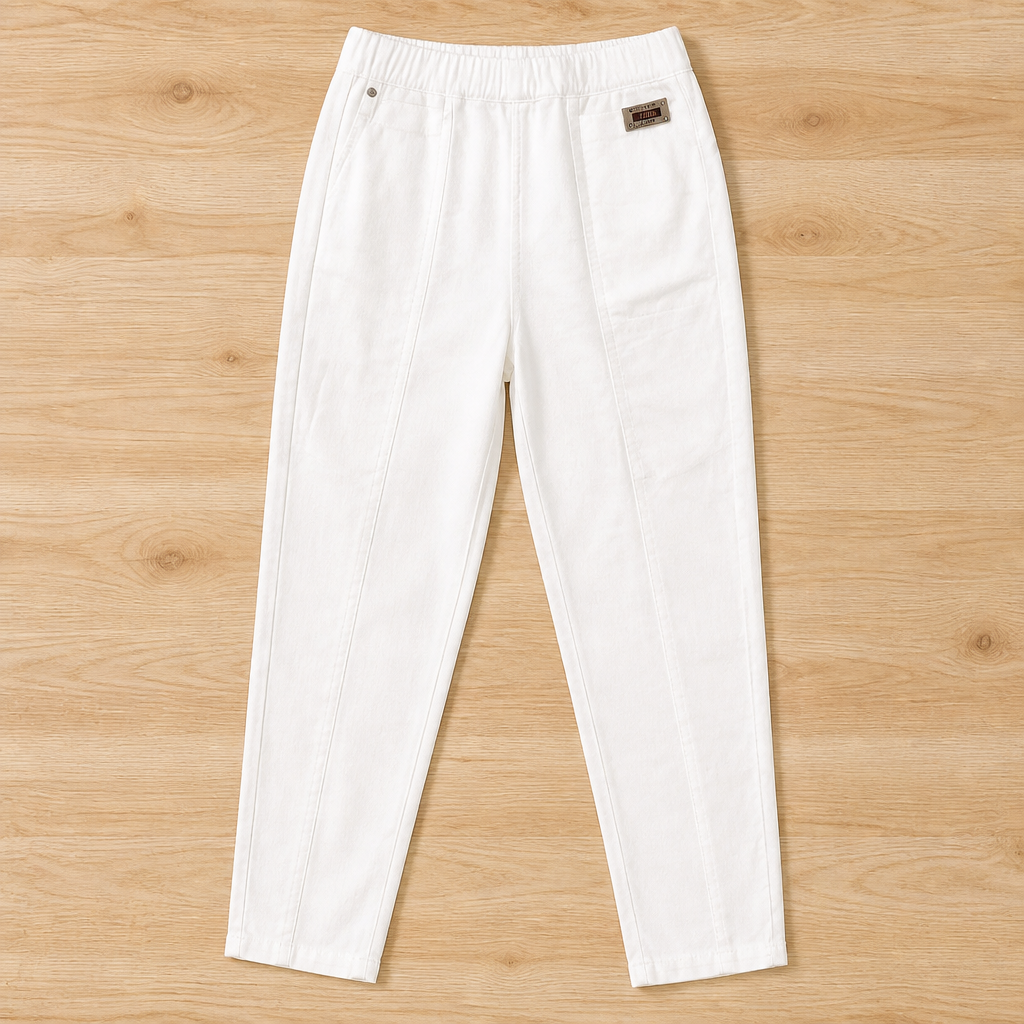 VeloraEase – Relaxed Tapered Cotton Pants with Elastic Comfort Waist | elesira