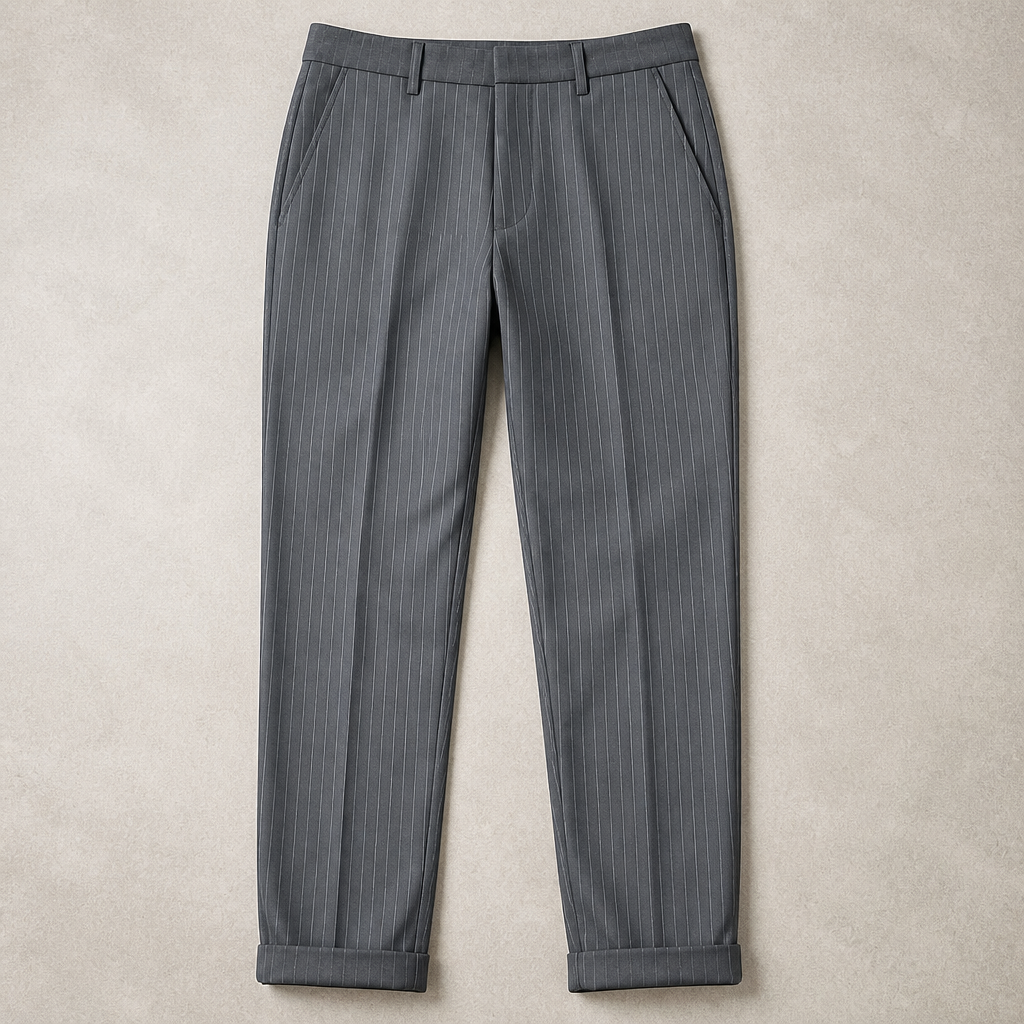 Virelia – Pantaloni drepți cu talie înaltă și dungi fine, personalizate | elesira