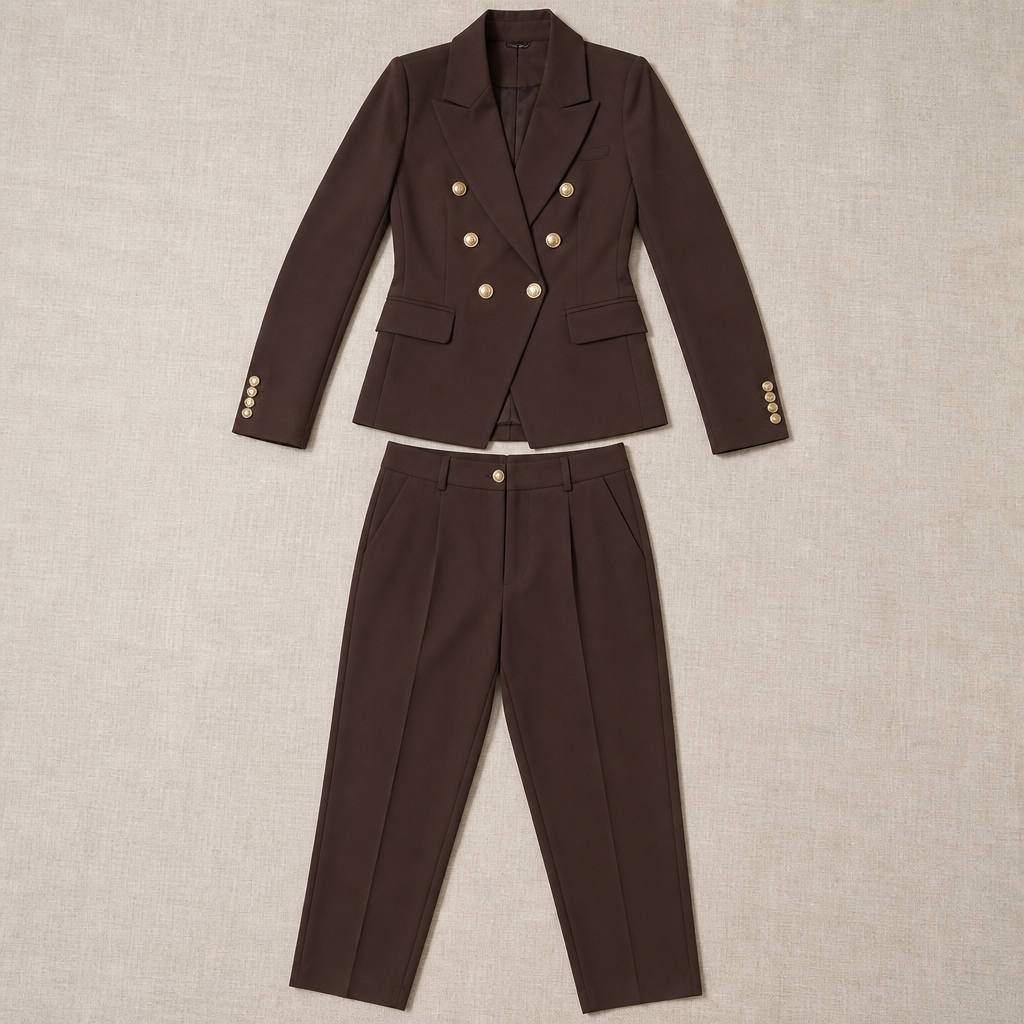 VeroLuxe – Completo sartoriale personalizzato con blazer doppiopetto e bottoni dorati | elesira