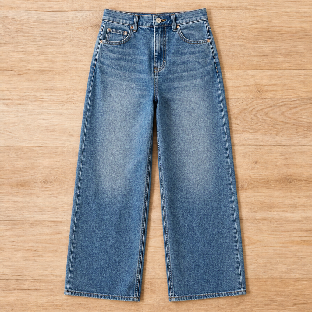 Vérova – Vintage jeans med høyt liv og vide ben, uten glippe i midjen | elesira
