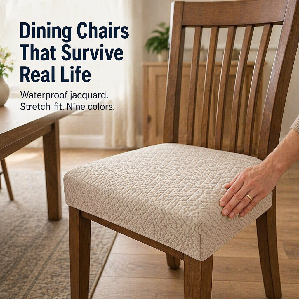 SlipGuard Jacquard Chair Covers | Protect Each Chair Against Spills, Stains & Sticky Fingers | elesira