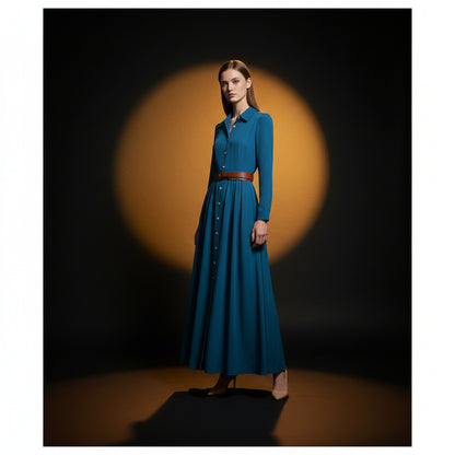 Robe Mi-longue à Manches Longues — Style Vintage Chic