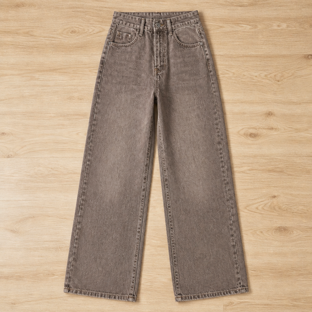 Vérova – Vintage jeans med høyt liv og vide ben, uten glippe i midjen | elesira