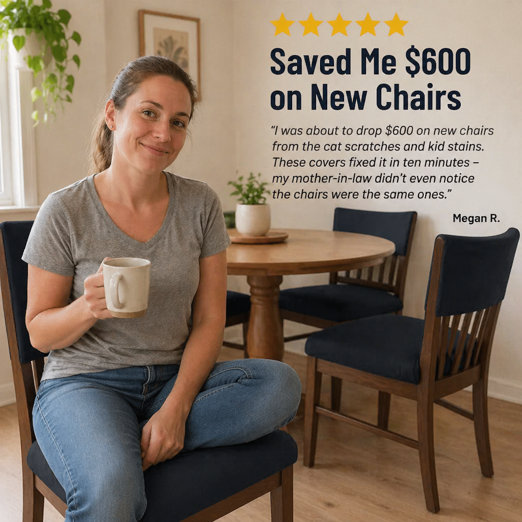 Velaria Dining Chair Seat Covers | Conceal Stains and Revive Worn Chairs in Minutes | elesira