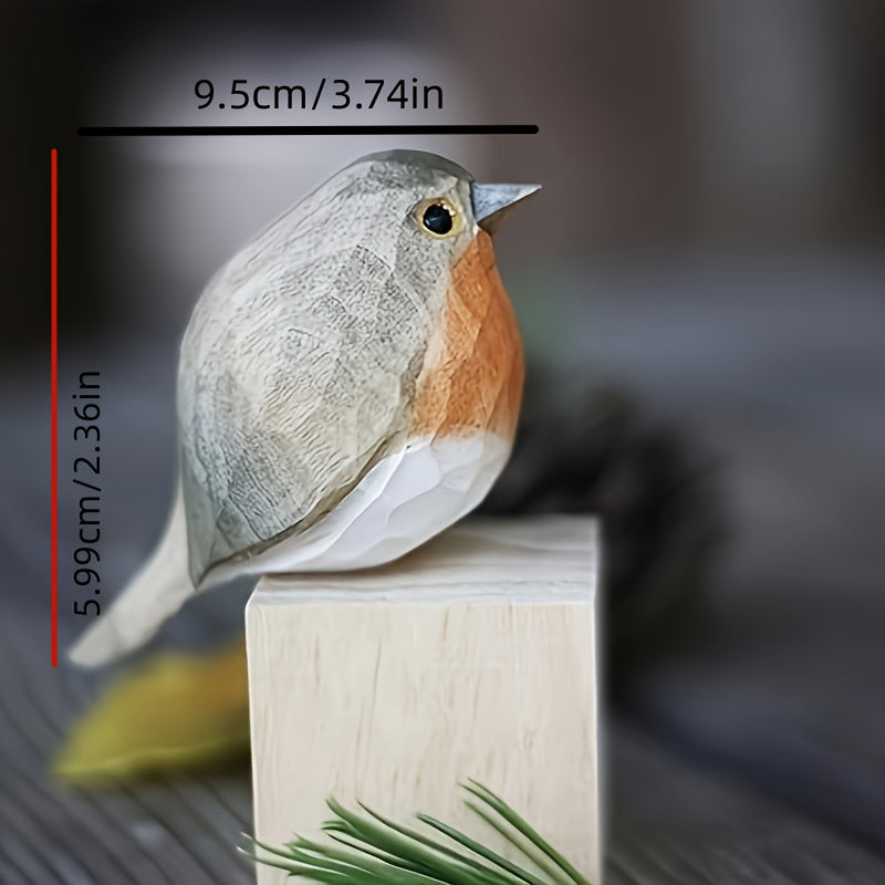 Wooden Figurine of a Hand-Carved Robin | elesira