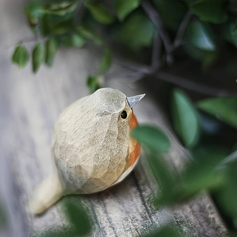 Wooden Figurine of a Hand-Carved Robin | elesira