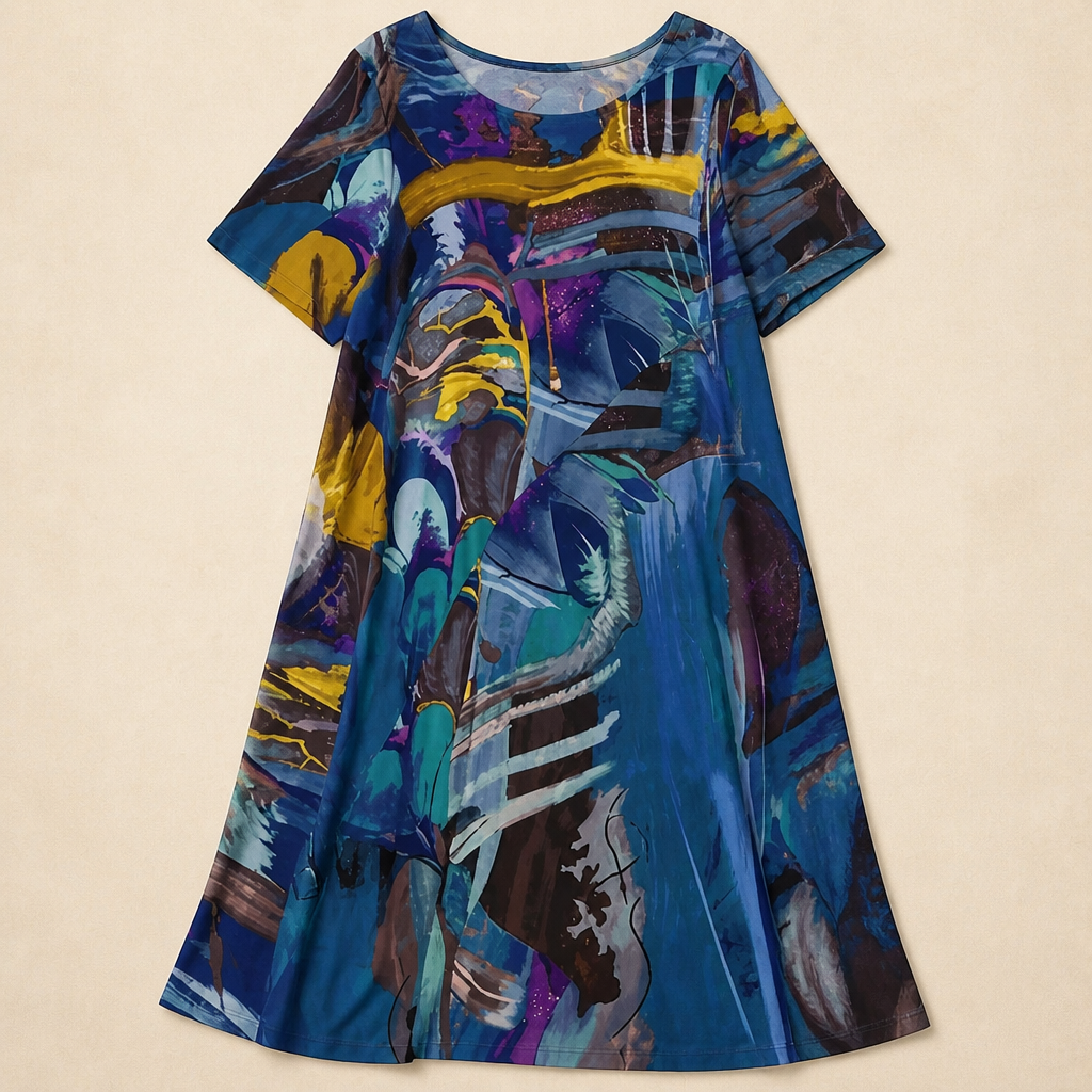 ZephyraWave – Robe d'été bohème au motif abstrait et aérien | elesira