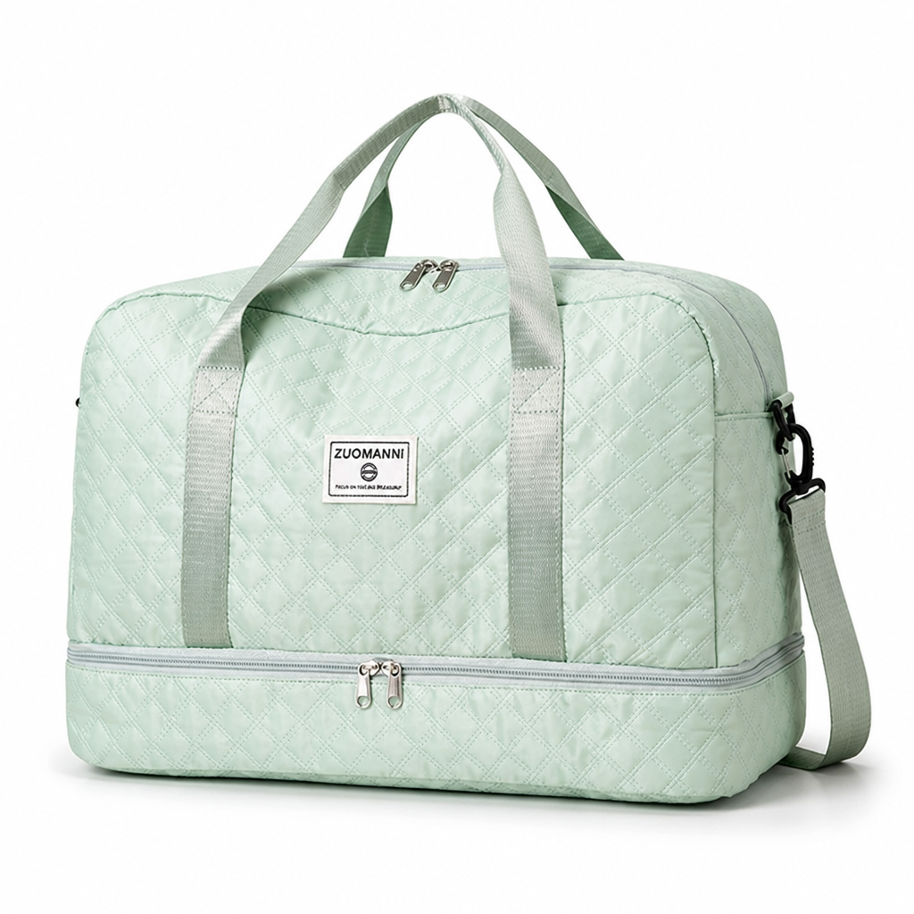 Bolso de fin de semana de nailon repelente al agua (compartimentos para zapatos y artículos mojados) | elesira