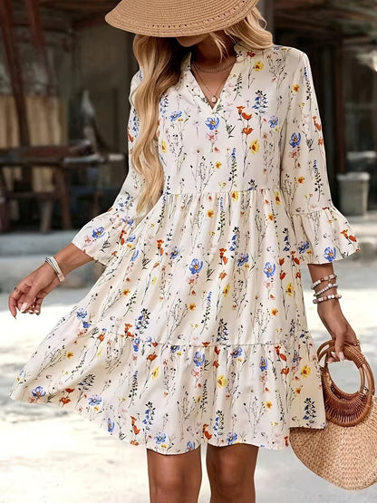 Robe Élégante Manches Trois-Quarts