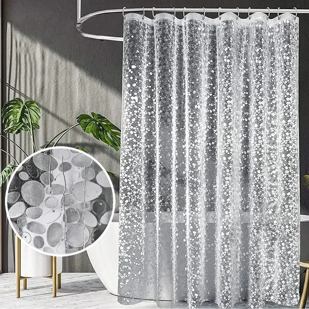Rideau de douche étanche à motif galets – design transparent | elesira