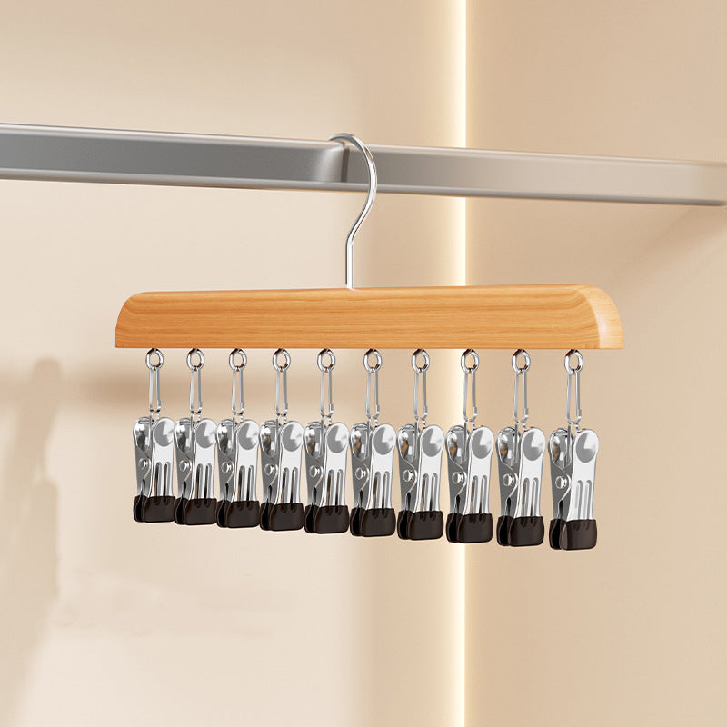 Wooden Clip Hanger for Closet Organization – Rotating Design | elesira
