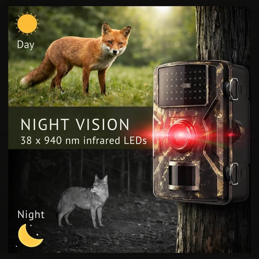 Cámara de monitoreo de fauna con visión nocturna - Detector de movimiento - Resistente a la intemperie - Forest Guardian | elesira