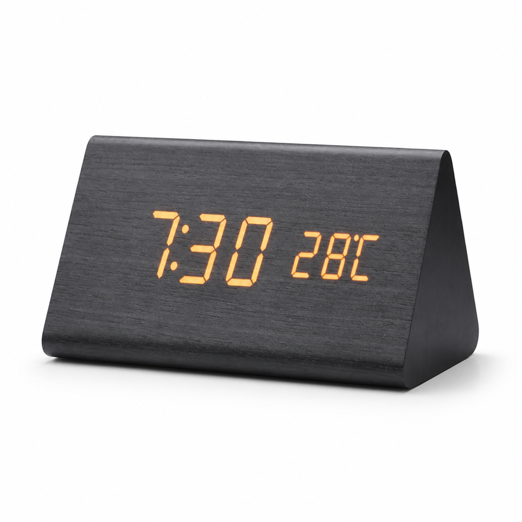 Horloge de table en bois à LED à commande vocale | elesira