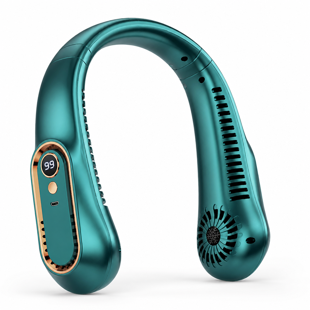 Whisper-Quiet 5-Speed USB-Rechargeable Neck Fan (LED Display) | elesira