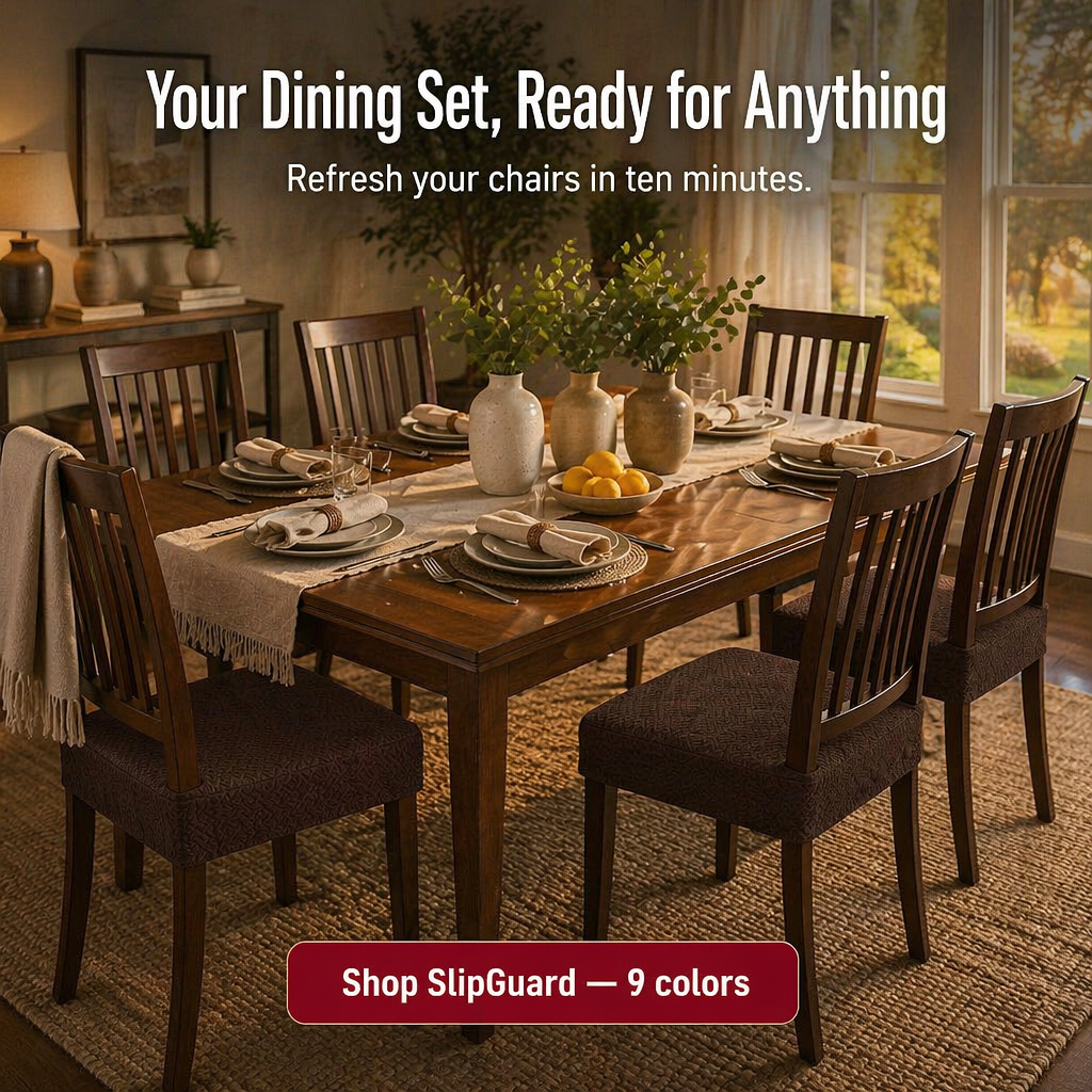 SlipGuard Jacquard Chair Covers | Protect Each Chair Against Spills, Stains & Sticky Fingers | elesira