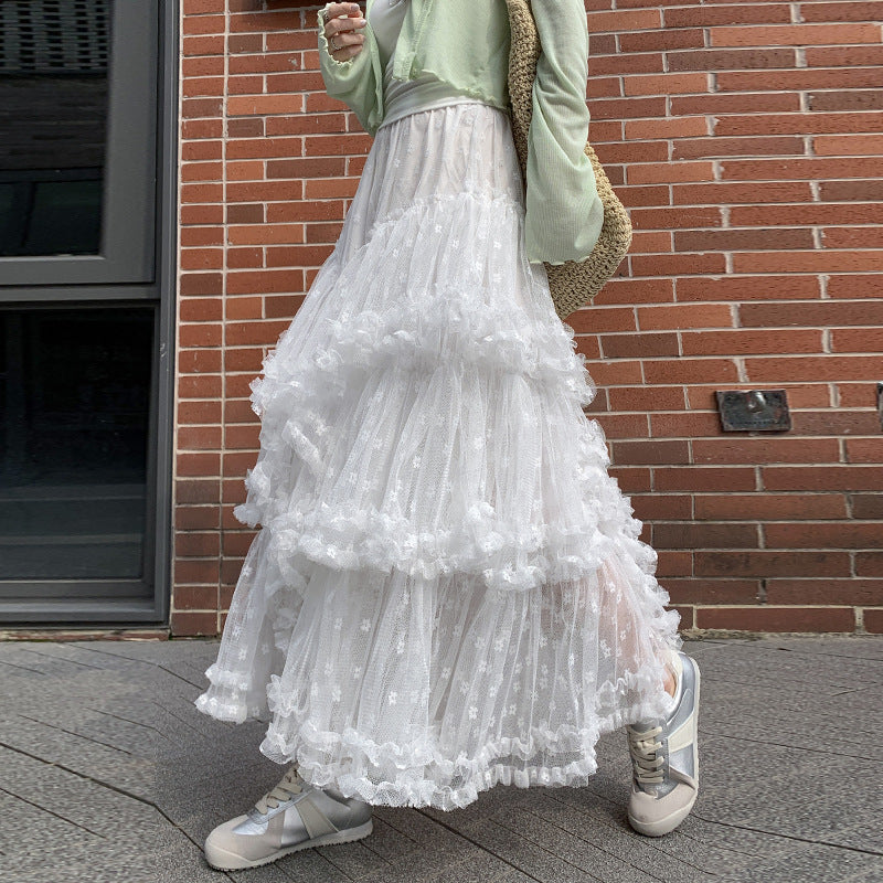 Jupe Midi Étagée Effet Fée — Taille Haute Ligne A Tulle