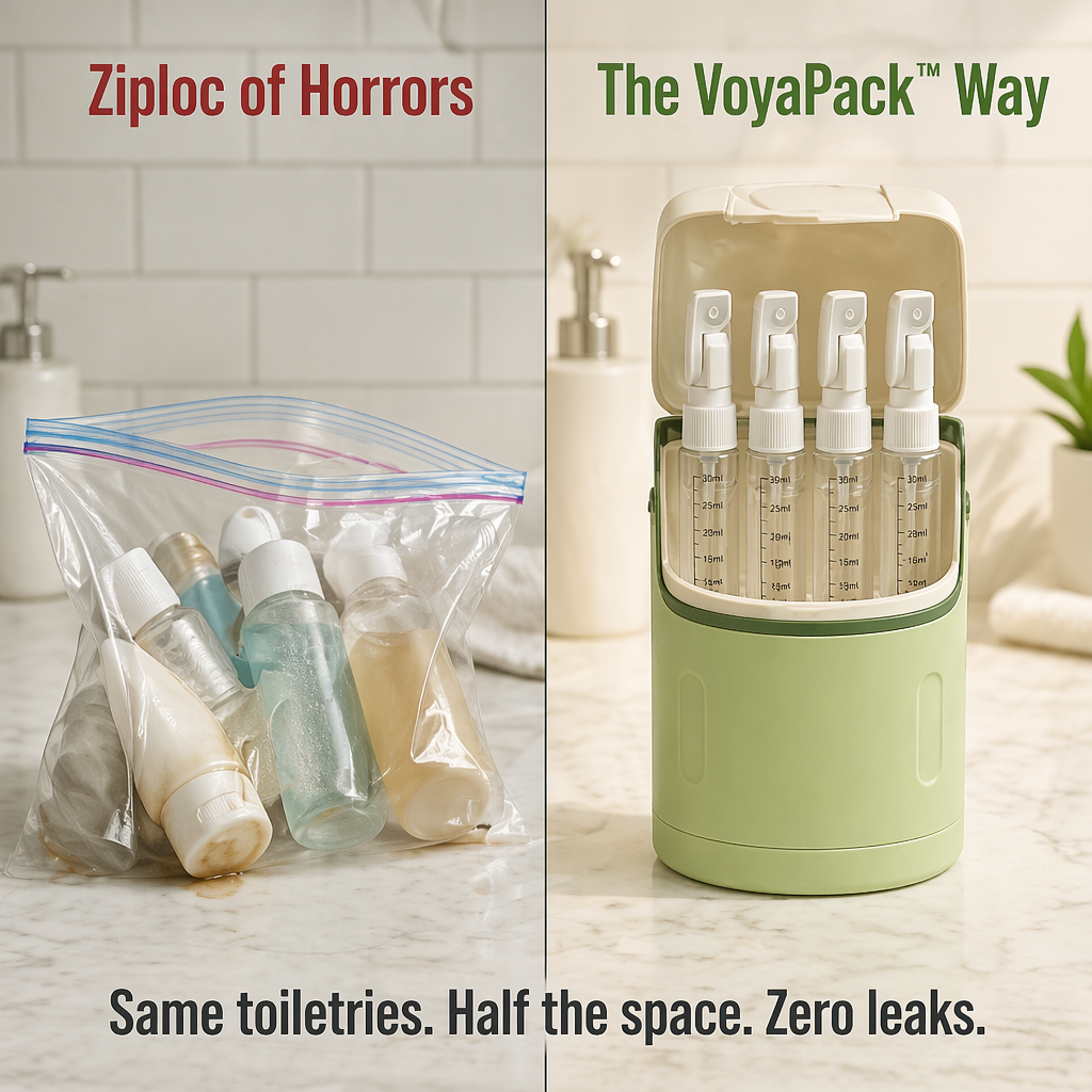VoyaPack | Store, Secure & Dispense All Four Toiletries in One Case | elesira