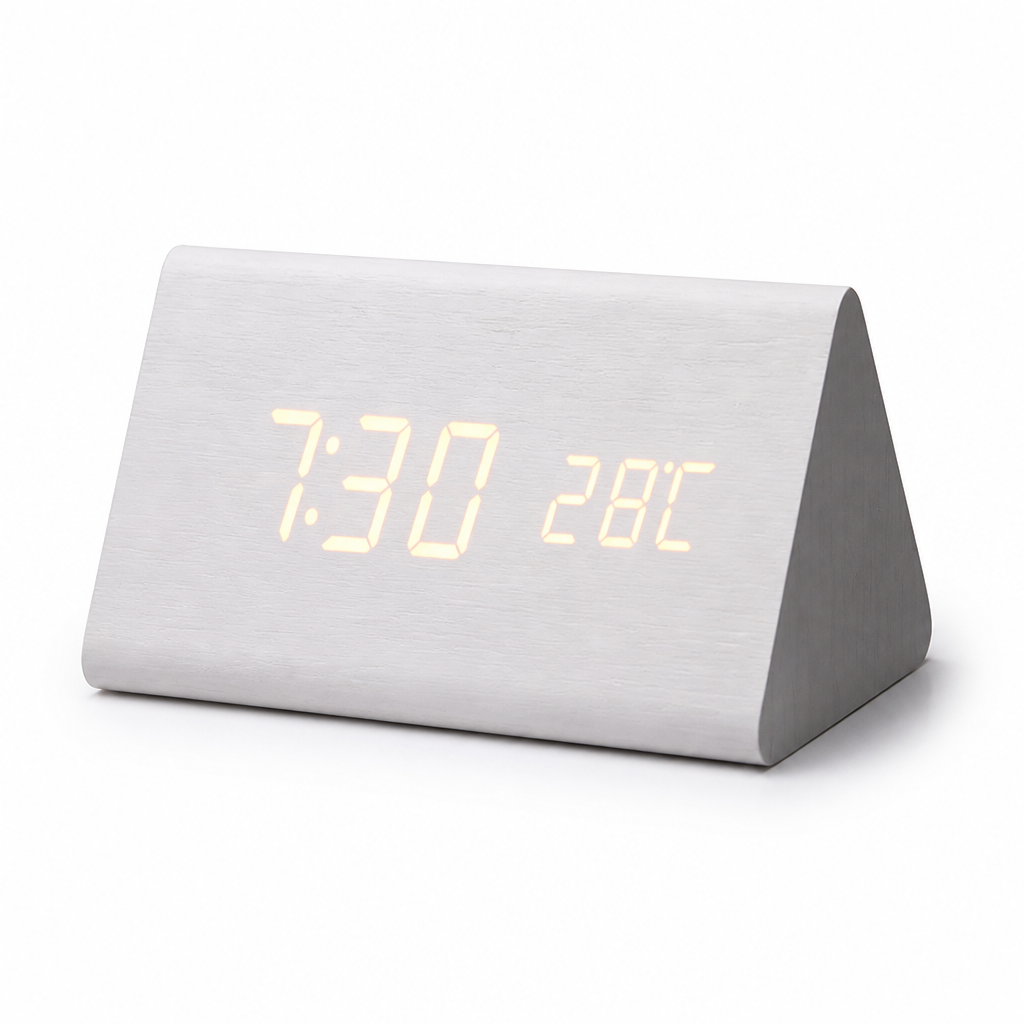 Horloge de table en bois à LED à commande vocale | elesira