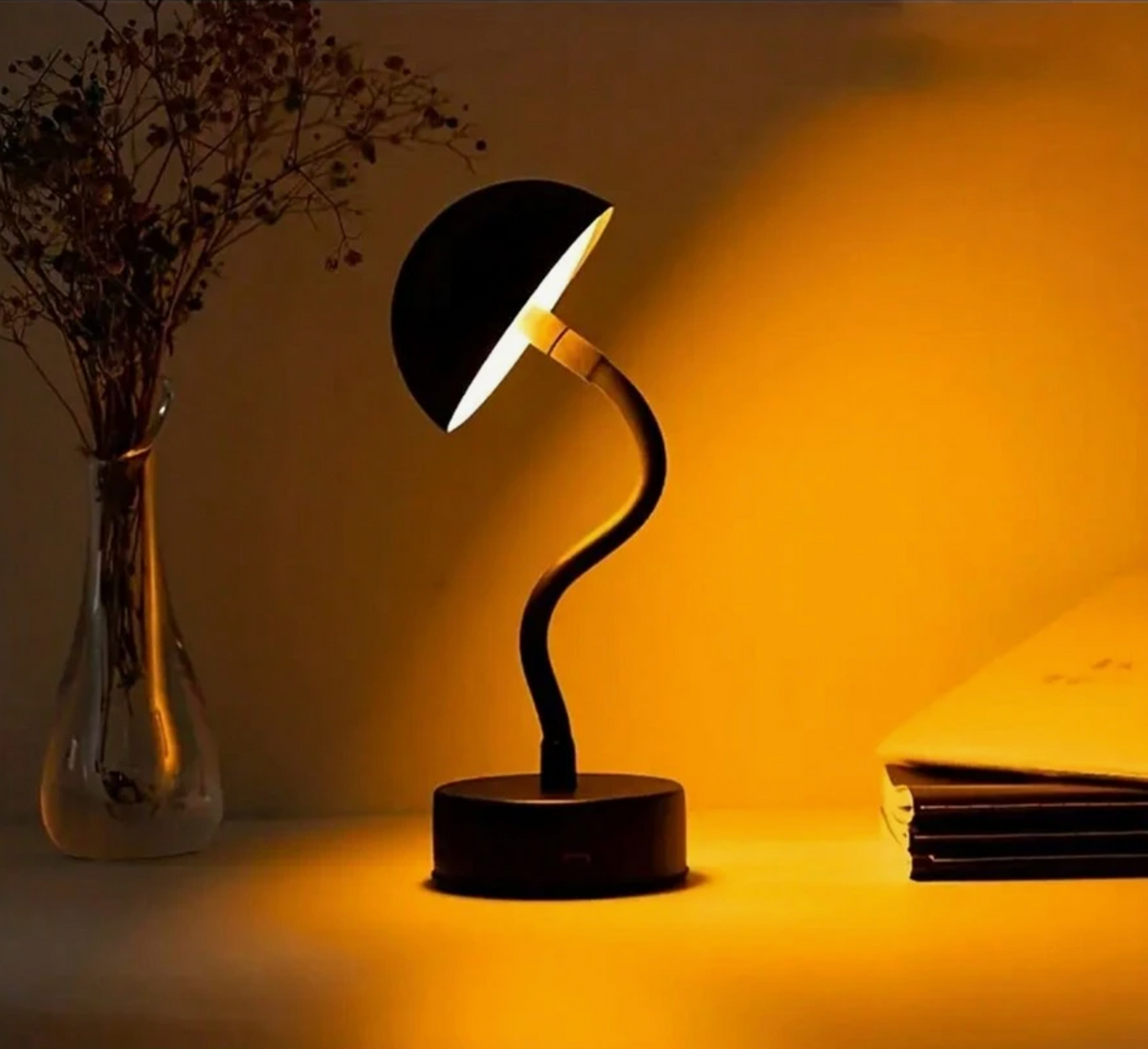 Candeeiro de mesa LED sem fios e regulável a pilhas FlexLamp - Controlo tátil contemporâneo - Sala de estar - Candeeiro de leitura - Candeeiro de cabeceira | elesira