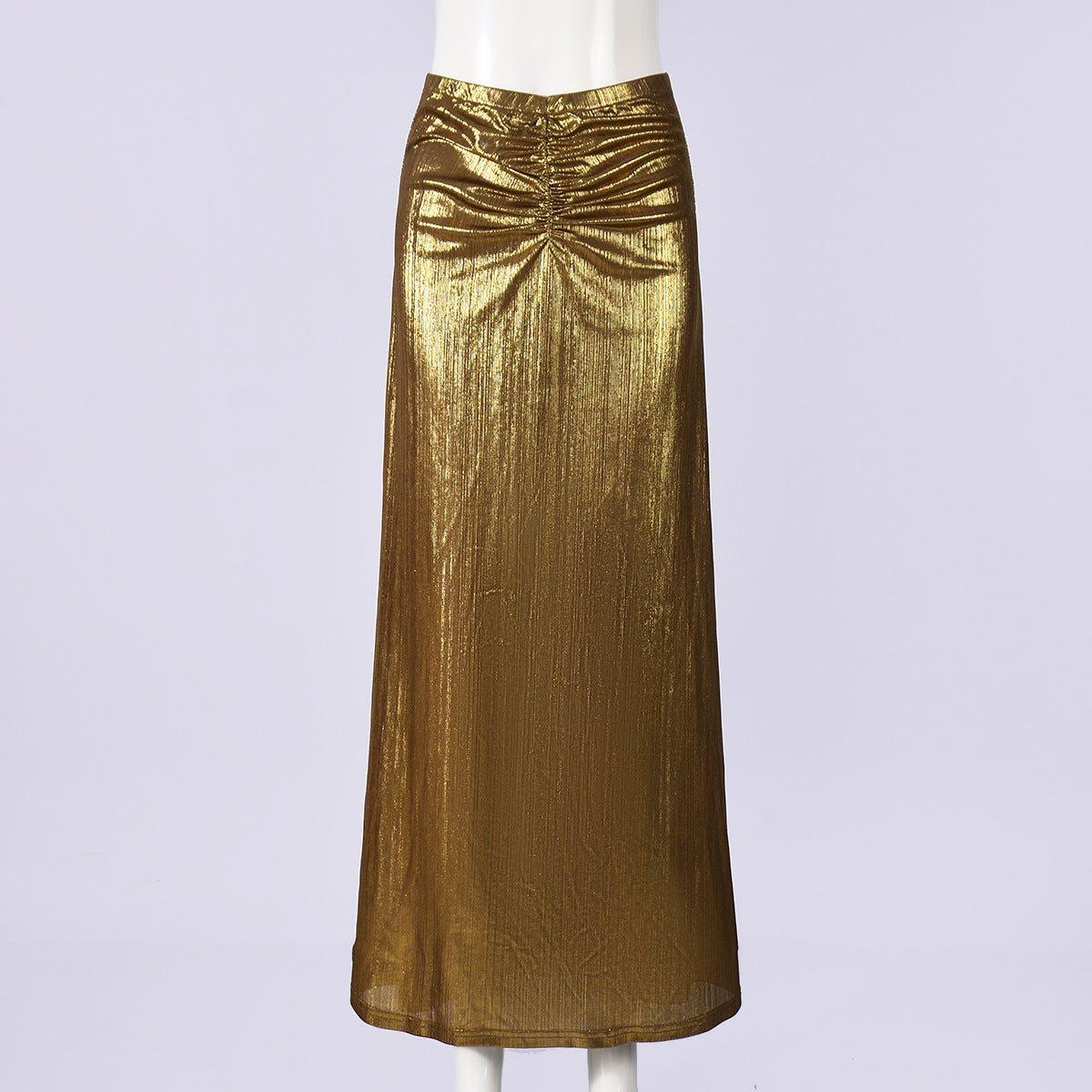 Jupe Or — Longue Plissée Taille Basse & Vibrante