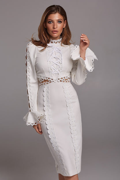 Robe Midi Col Rond Manches Courtes