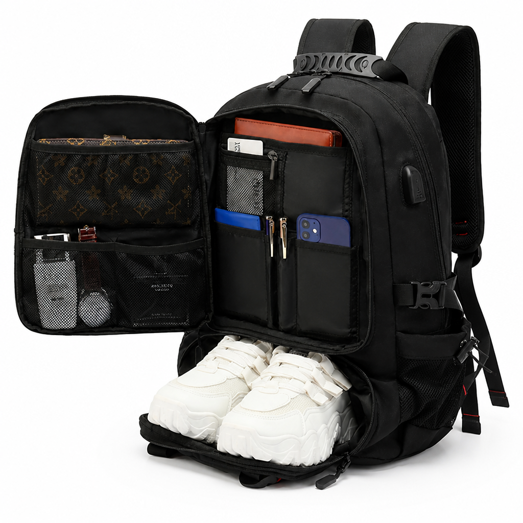 Rucsac de călătorie extensibil, rezistent la apă, cu port USB | elesira