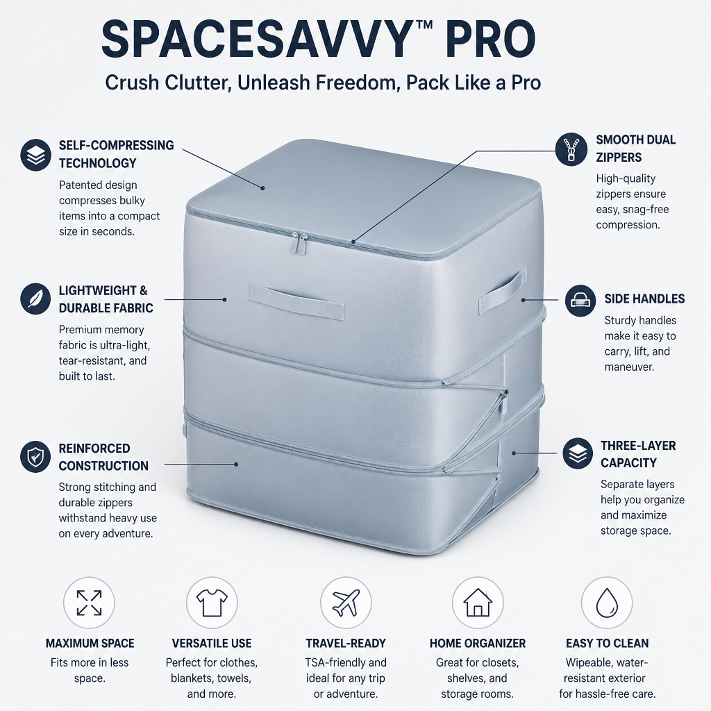 SpaceSavvy Pro - השתלטו על הבלגן, השתחררו וארזו כמו מקצוענים | elesira