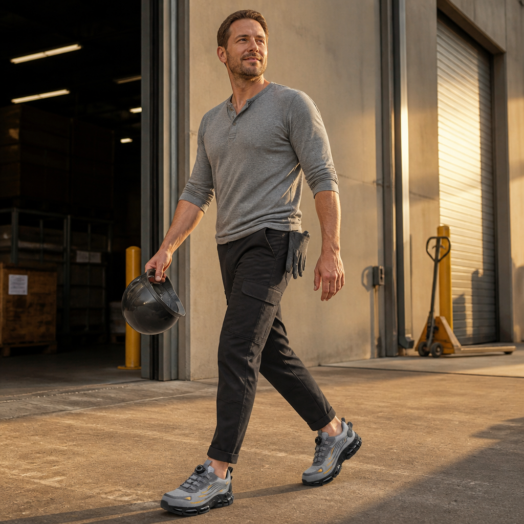 VivaStride – Steel-Toe Work Sneakers Featuring Rapid-Twist Lacing System | elesira