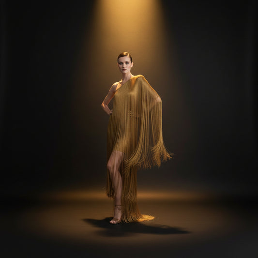 Robe Frange — Robe de Soirée Asymétrique Fluide