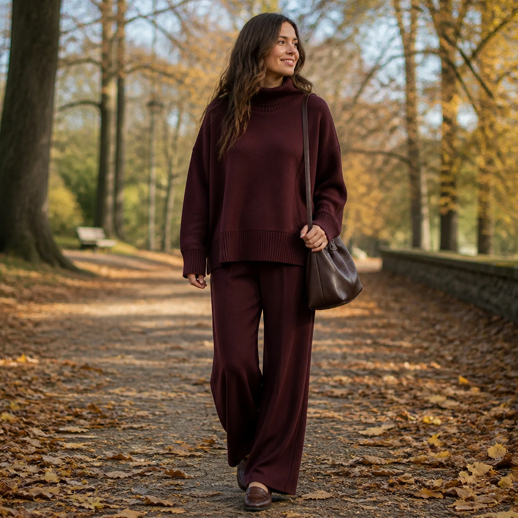 SilvaEase – Ensemble confortable composé d’un pull oversize et d’un pantalon à jambes larges | elesira