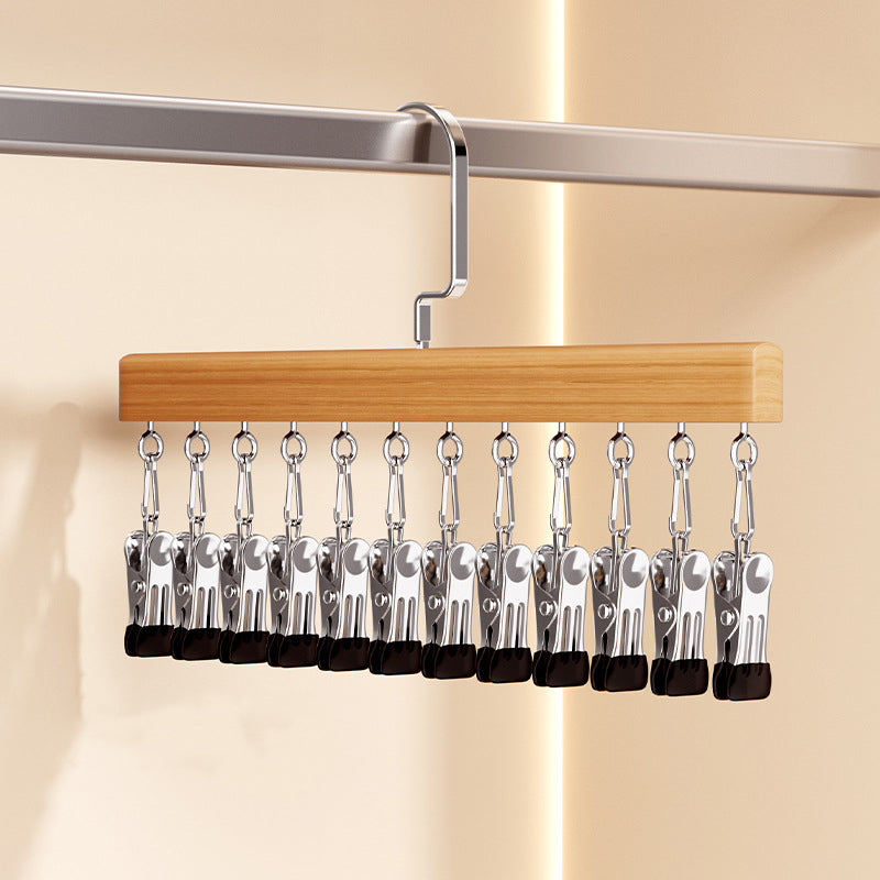 Wooden Clip Hanger for Closet Organization – Rotating Design | elesira