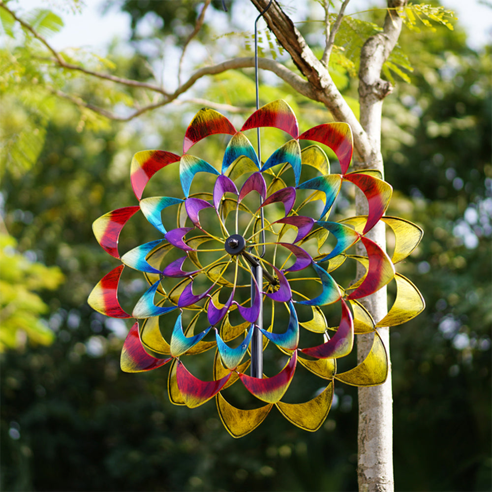 Vibrant Metal Garden Spinner - Decorative Wind Sculpture | elesira