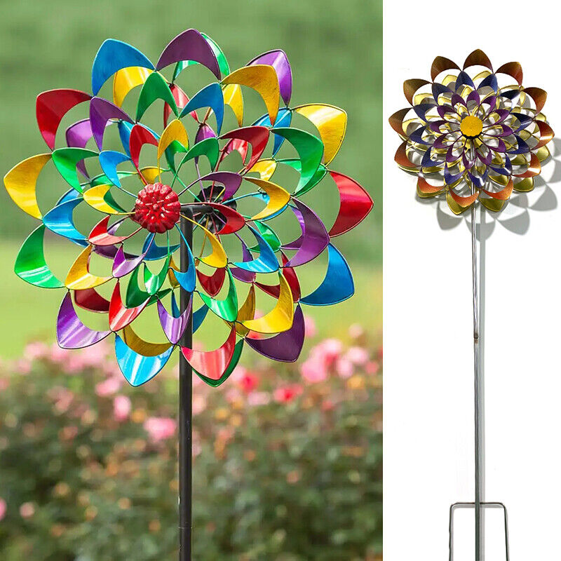 Vibrant Metal Garden Spinner - Decorative Wind Sculpture | elesira