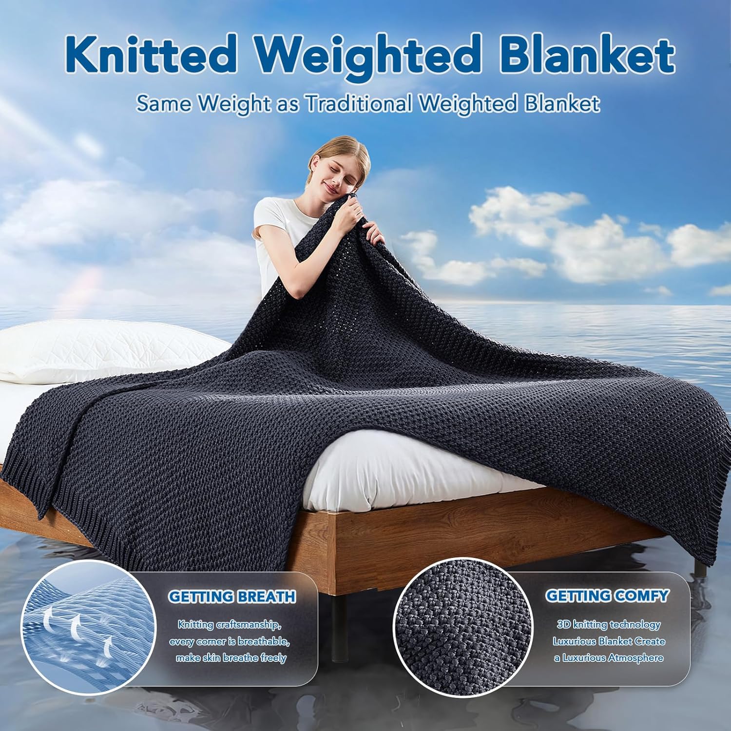 Cozy Comfort Weighted Knitted Blanket With Cooling Microfiber For All Season Relaxation - Elesira