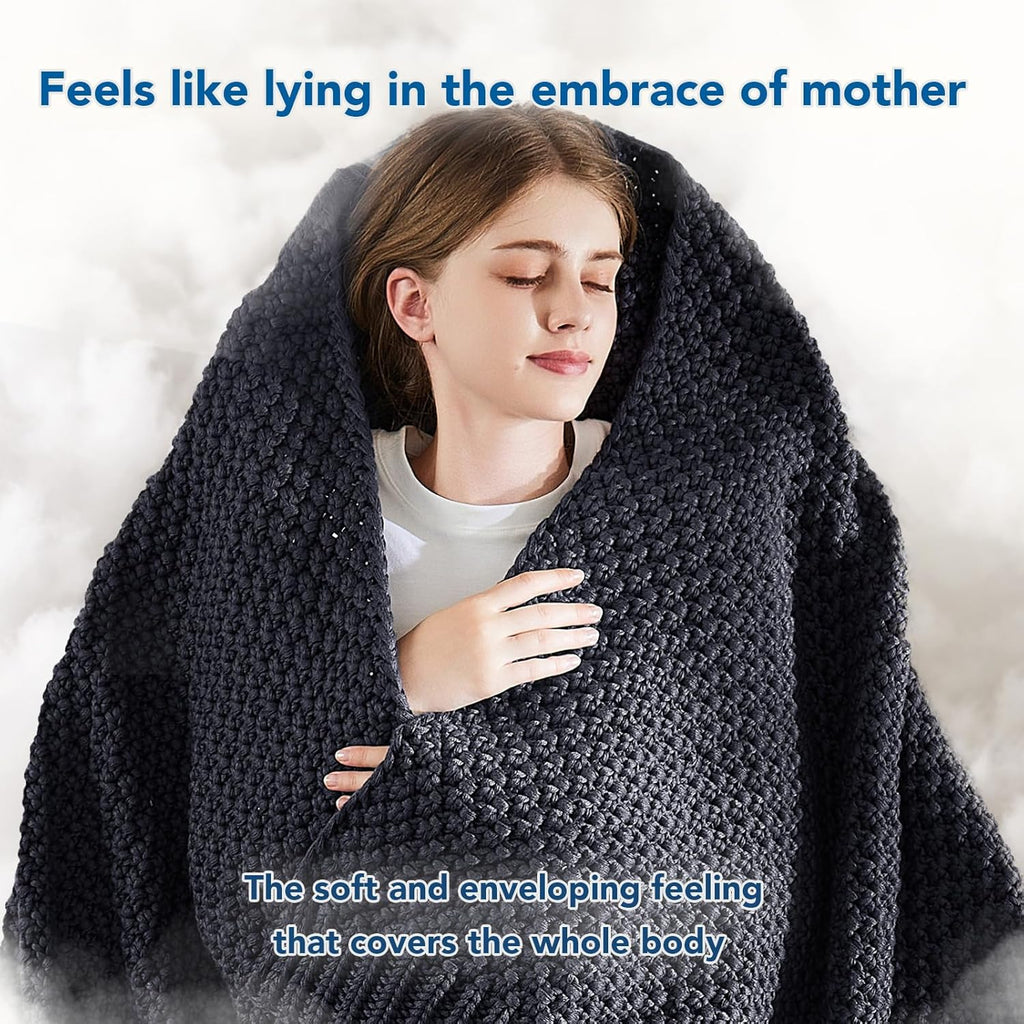 Cozy Comfort Weighted Knitted Blanket With Cooling Microfiber For All Season Relaxation - Elesira