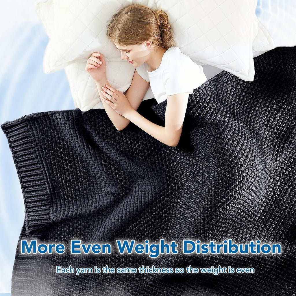 Cozy Comfort Weighted Knitted Blanket With Cooling Microfiber For All Season Relaxation - Elesira