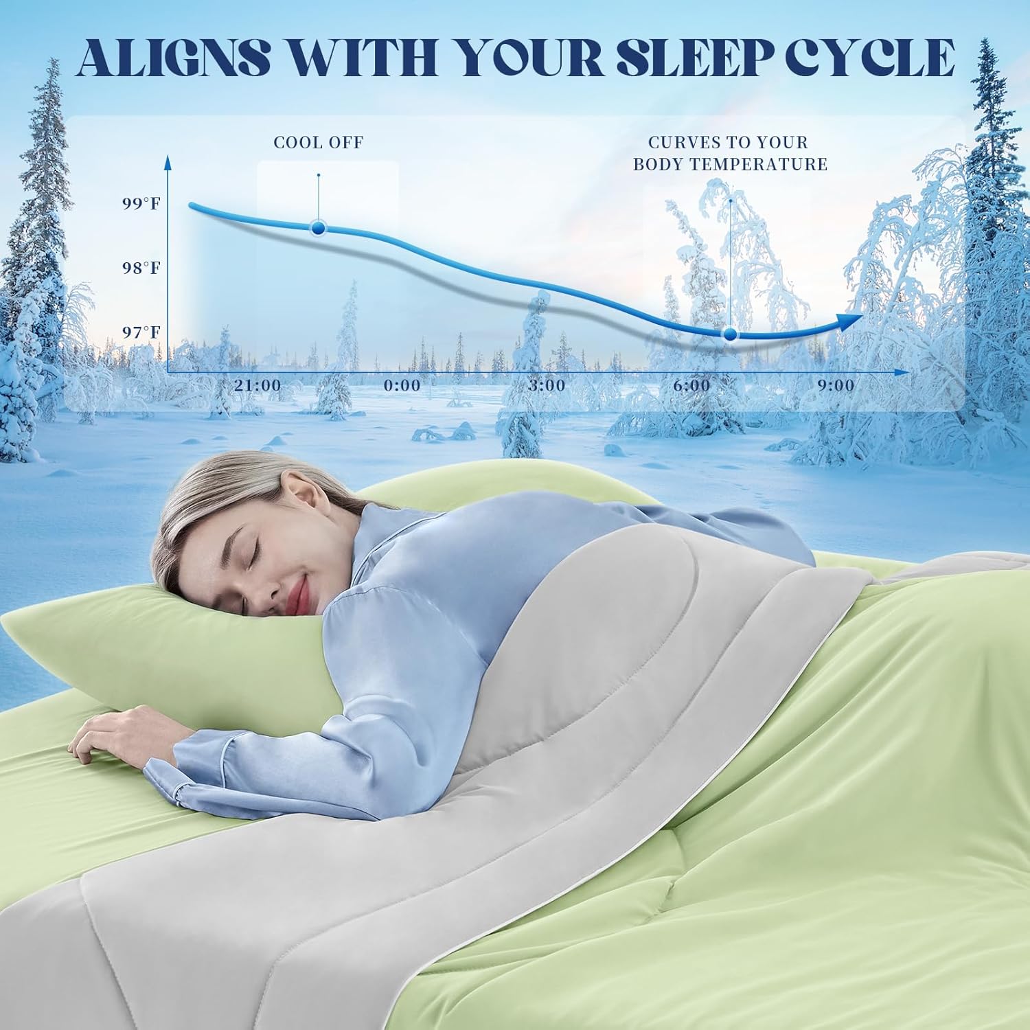 Cooling Comforter Double-Sided Ice Fabric For Hot Sleepers - Elesira