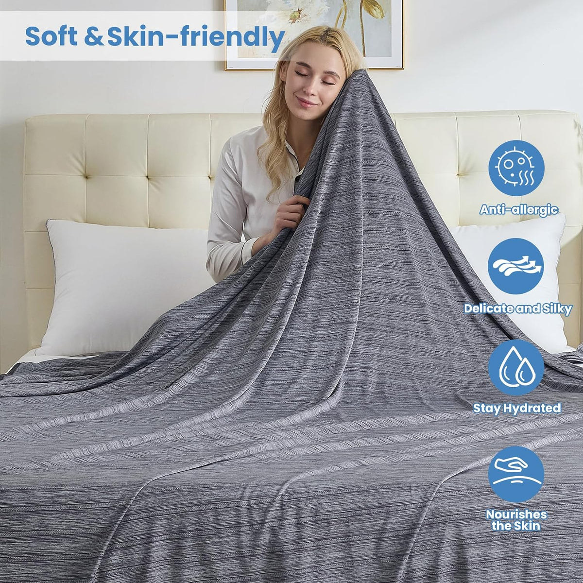 Cooling Blanket Lightweight Summer Comfort For Hot Sleepers And Night Sweats On Bed - Elesira