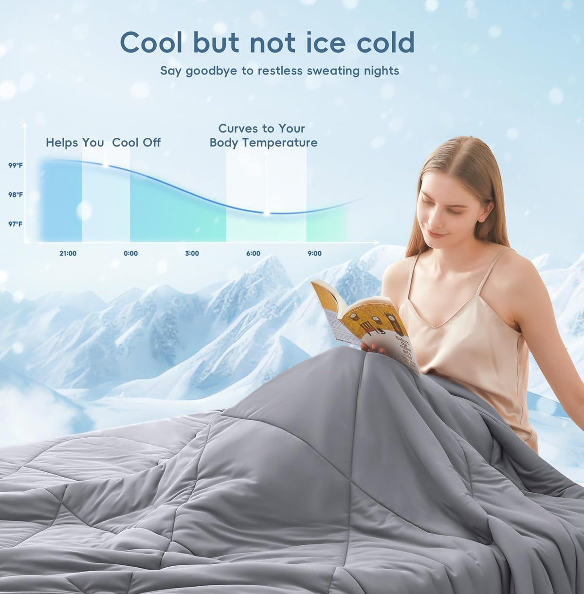 Cozy Comfort vendbart, kølende tæppe til nattesved, åndbart – Elesira