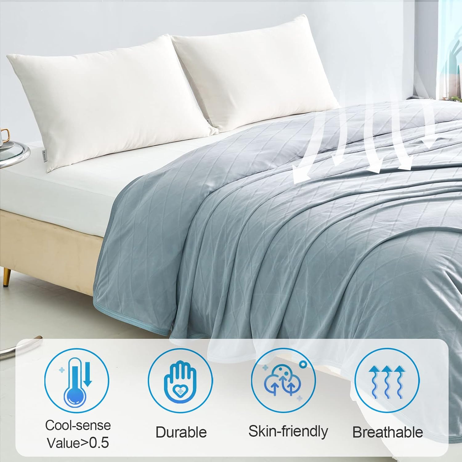 Cool Comfort Lightweight Double Sided Cooling Blanket For Hot Sleepers And Night Sweats - Elesira