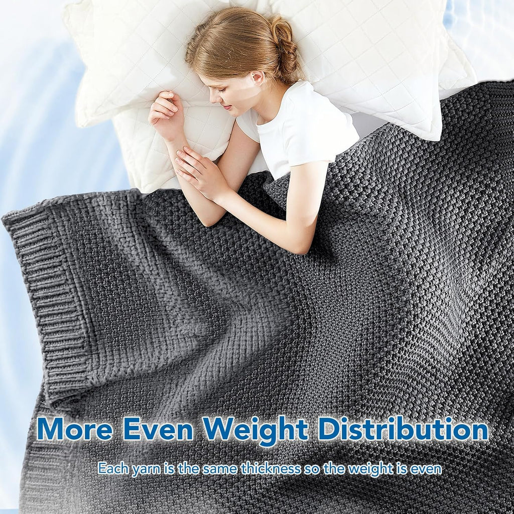 Cozy Comfort Weighted Knitted Blanket With Cooling Microfiber For All Season Relaxation - Elesira
