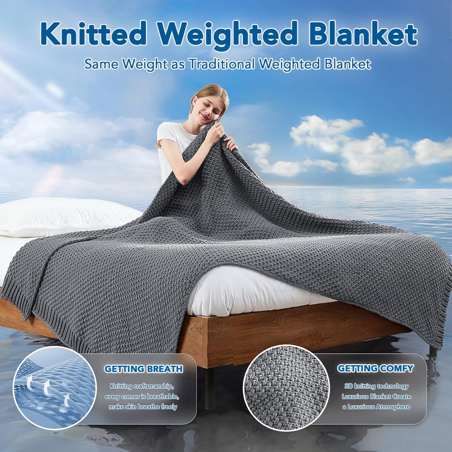 Cozy Comfort Weighted Knitted Blanket With Cooling Microfiber For All Season Relaxation - Elesira